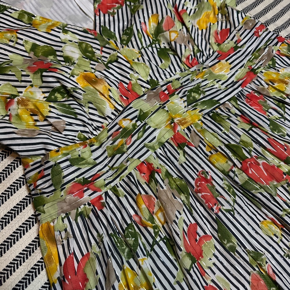 Wayward Fancies Vibrant Floral V-Neck Midi Dress - Picture 5 of 11